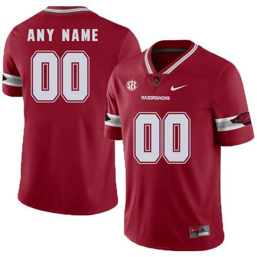 Mens Arkansas Razorbacks Red College Football Customized Jersey->customized ncaa jersey->Custom Jersey